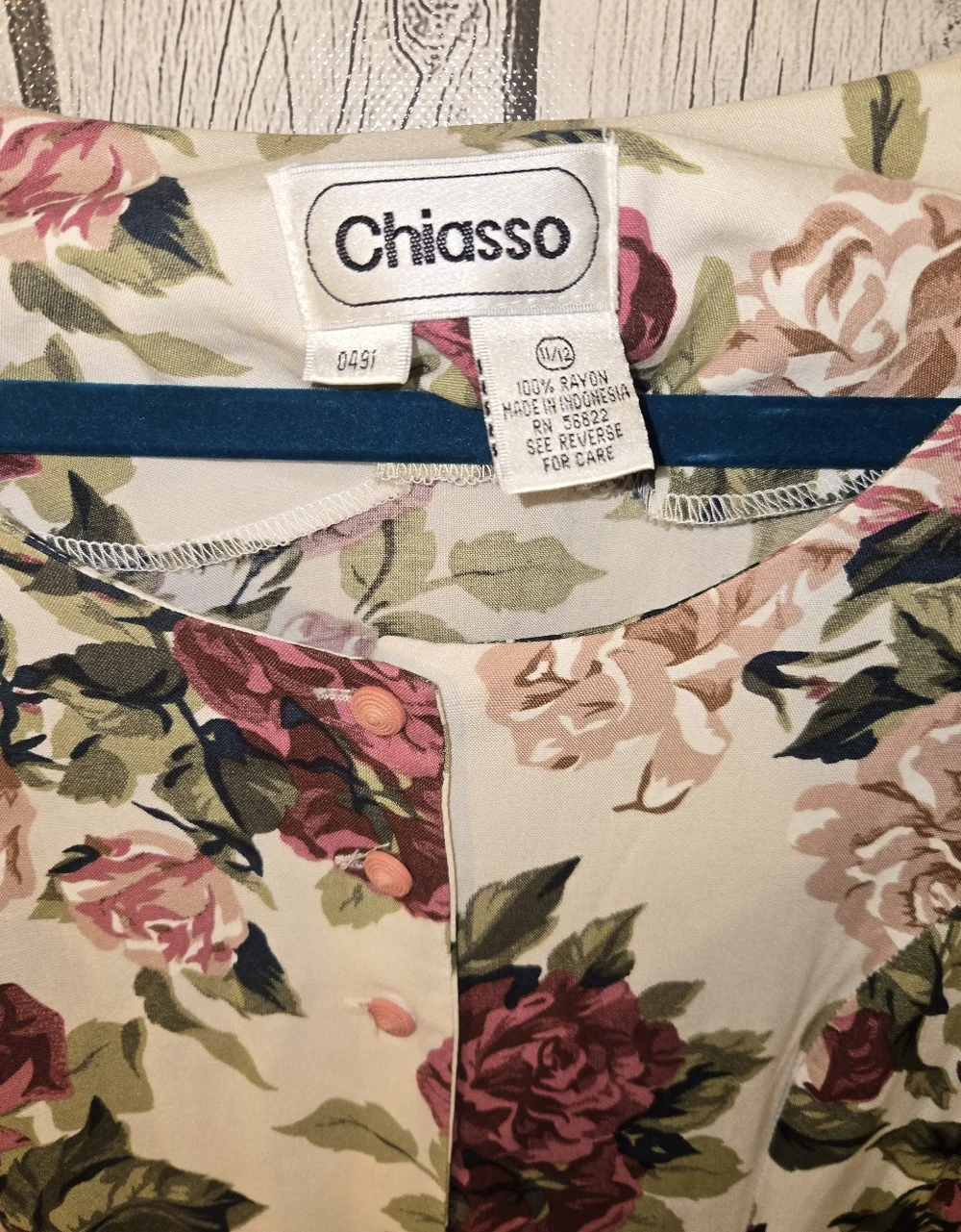 Chiasso Floral Midi Dress Cottagecore Lace Up Back Button Front  Women’s 11/12 - Picture 3 of 7